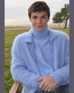 Men's Ultra-Soft Angora zipper-front cardigan sweater in soft knitwear with modern design