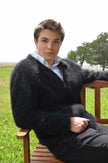 Men's Ultra-Soft Angora zipper-front cardigan sweater in soft knitwear for stylish comfort