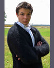 Men's Ultra-Soft Angora zipper-front cardigan sweater in soft knitwear style