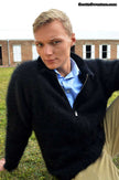 Men's ultra-soft angora zipper-front cardigan sweater in light jacket style