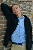 Men's ultra-soft angora zipper-front cardigan sweater in light jacket style