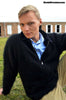 Men's ultra-soft angora zipper-front cardigan sweater in light jacket style