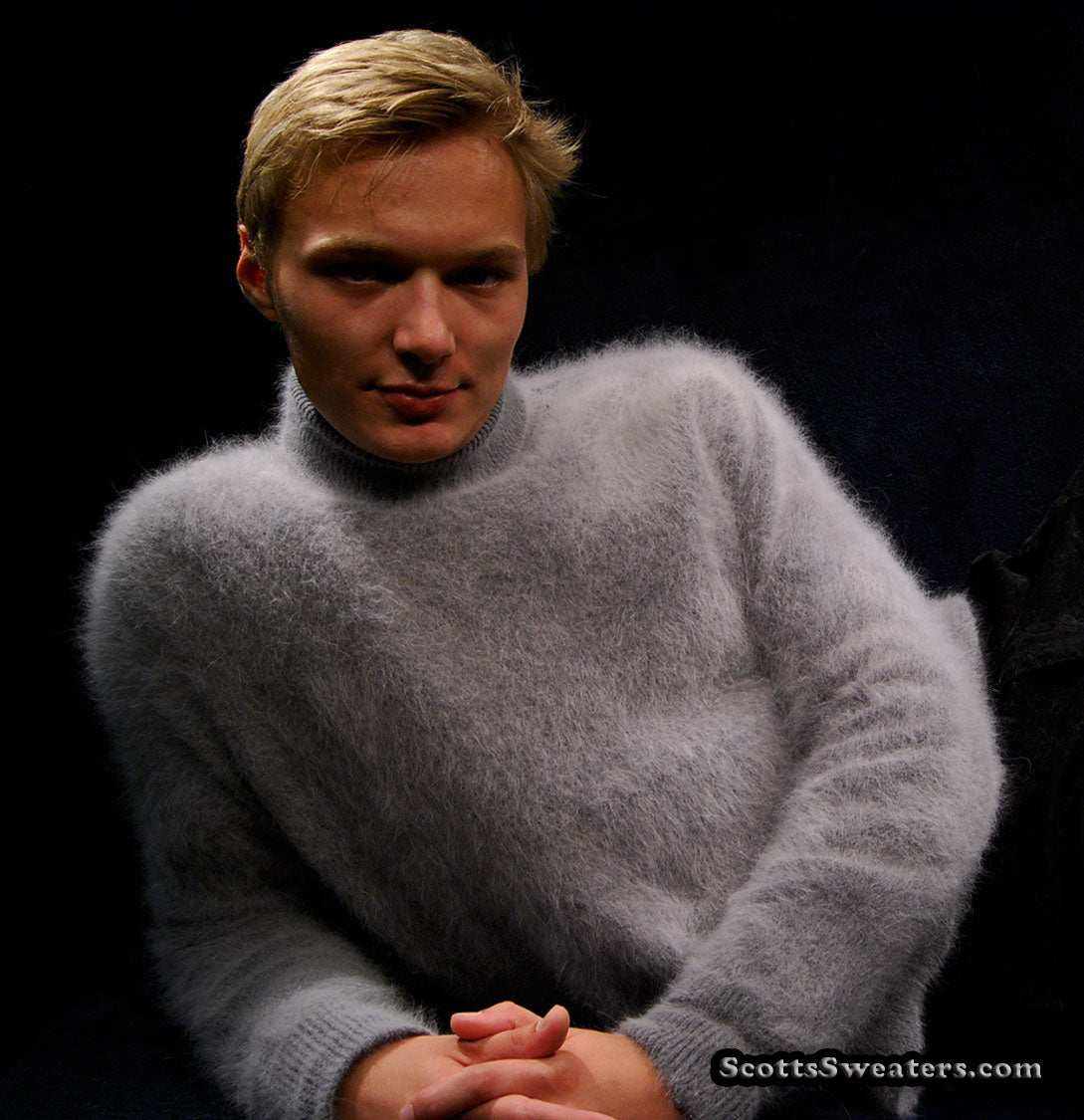 Men angora sweater turtleneck