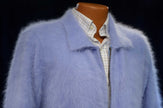 Men's ultra-soft angora zipper-front cardigan sweater in light jacket design