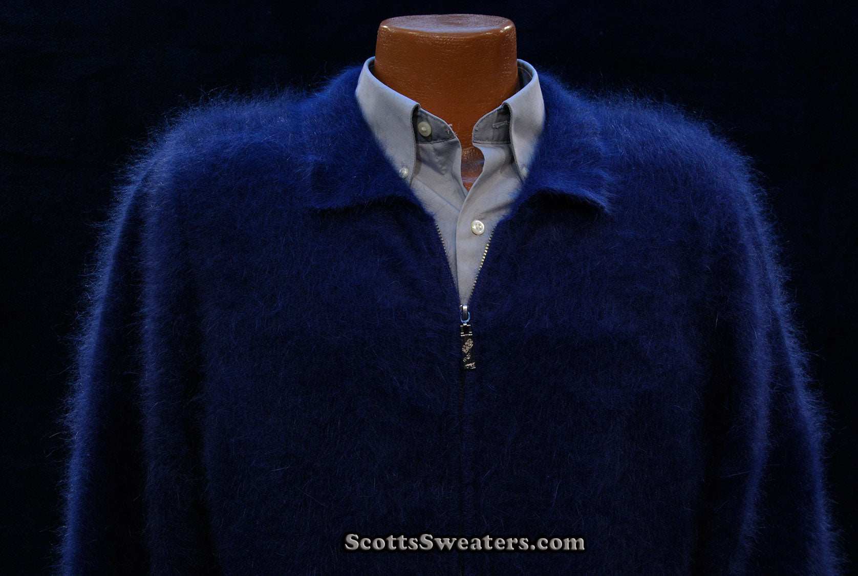 Men's ultra-soft angora zipper-front cardigan sweater, light-jacket design, luxurious and warm