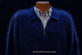 Men's ultra-soft angora zipper-front cardigan sweater, light-jacket design, luxurious and warm