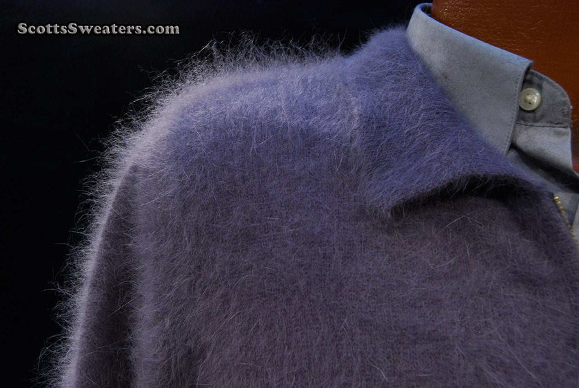 Men's ultra-soft angora zipper-front cardigan sweater in light jacket style