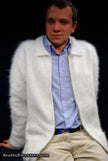 Men's ultra-soft angora zipper-front cardigan sweater light jacket style