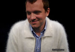 Men's ultra-soft angora zipper-front cardigan sweater in light jacket style, luxurious and warm