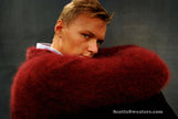 Men's Ultra-Soft Angora zipper-front cardigan sweater, light-jacket style, luxurious and warm, available in the USA