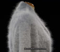 Woman's open-front angora cardigan sweater with turn-down collar and lantern sleeves by Cocol