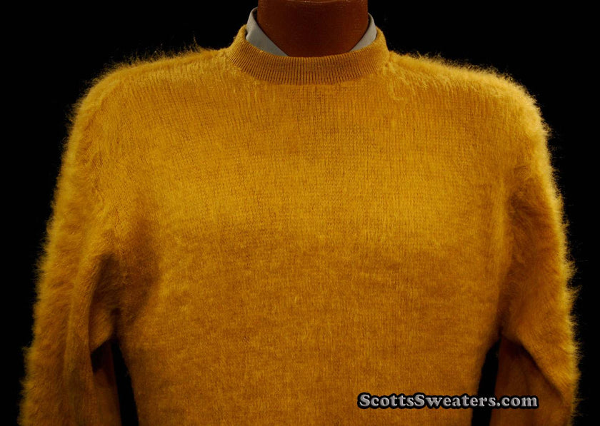 Retro golden shaggy mohair crewneck sweater by Queen's Way to Fashion in X-Small/Small size