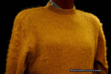 Retro golden shaggy mohair crewneck sweater by Queen's Way to Fashion, size XS/S.