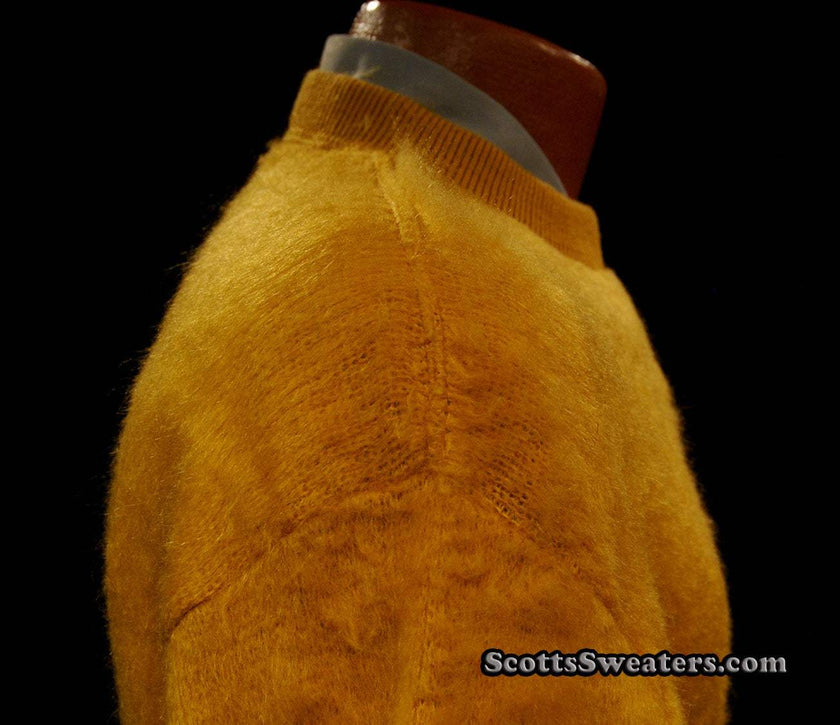 Retro golden shaggy mohair crewneck sweater by Queen's Way to Fashion in X-Small/Small size