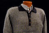 Black and white checkered men's cashmere polo-neck sweater by Forte Prive in XS-S size