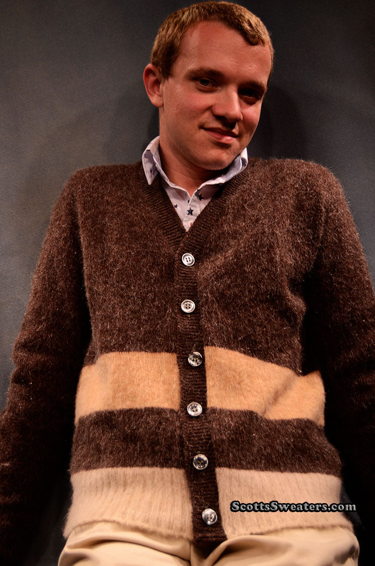 Klassischer zweifarbiger Mohair-Cardigan für Herren im Retro-Stil von Arena