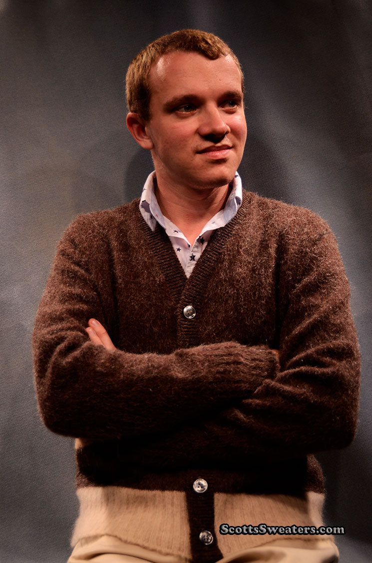 Klassischer zweifarbiger Mohair-Cardigan für Herren im Retro-Stil von Arena