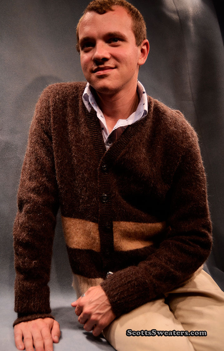 Klassischer zweifarbiger Mohair-Cardigan für Herren im Retro-Stil von Arena