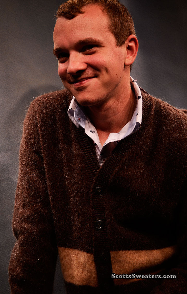 Klassischer zweifarbiger Mohair-Cardigan für Herren im Retro-Stil von Arena