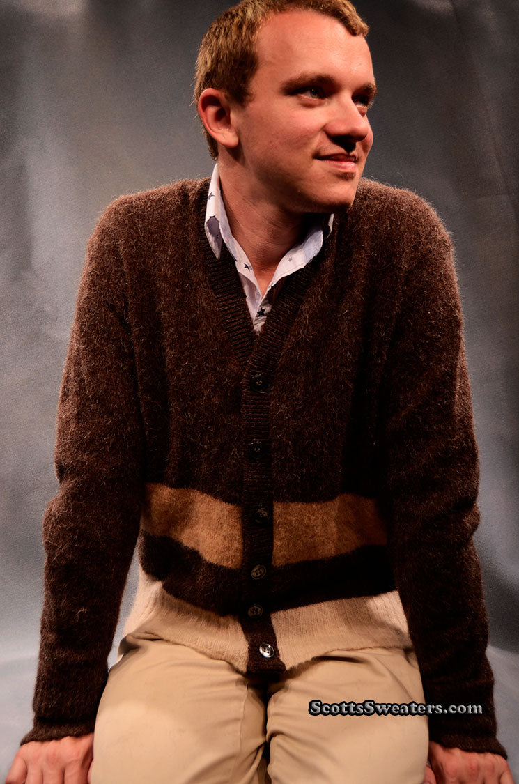 Klassischer zweifarbiger Mohair-Cardigan für Herren im Retro-Stil von Arena