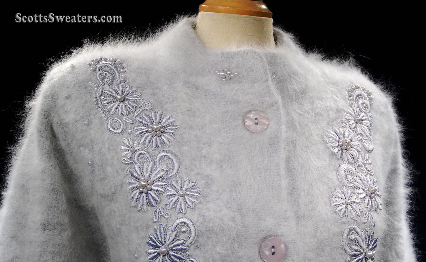 Grauer Angora-Cardigan für Damen in Missy-Größe