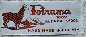 Men's ivory alpaca crewneck sweater with brown ethnic design by Fotrama, XL size