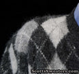 Men's retro button-front grey argyle faux-mohair cardigan sweater with front pockets by Arrow medium size