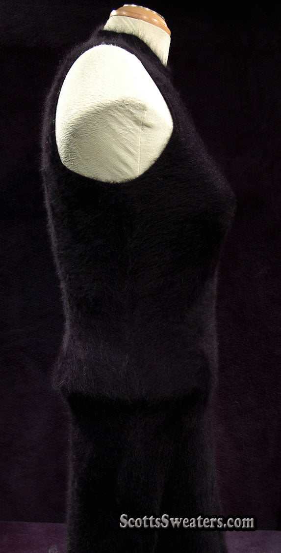 Sleeveless black angora sweaterdress by Next in small size, cling-fit style