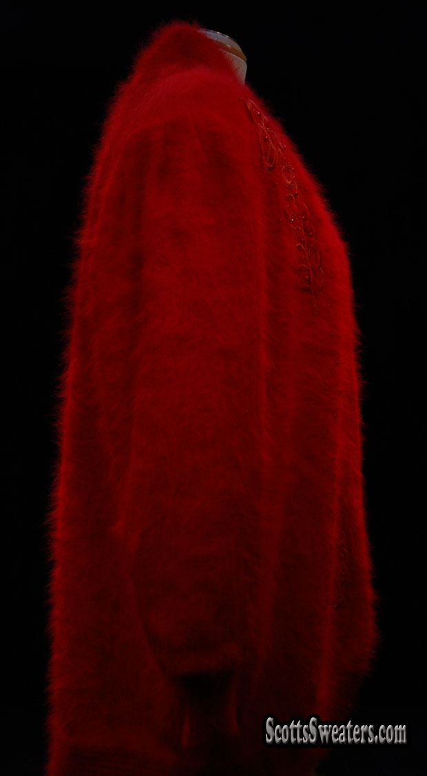 Dunkelroter Angora-Pullovermantel in Übergröße für Damen von Lee Sands
