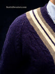 Men's navy-blue wool V-neck tennis sweater with white and brown stripes by The Gap, size medium, pre-owned