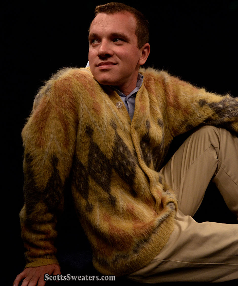 Goldener Retro-Mohair-Cardigan für Herren von Brian MacNeil Sportswear