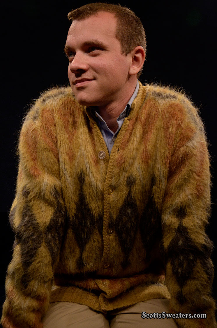 Goldener Retro-Mohair-Cardigan für Herren von Brian MacNeil Sportswear