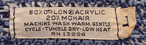 Blue retro argyle shaggy mohair crewneck sweater medium size