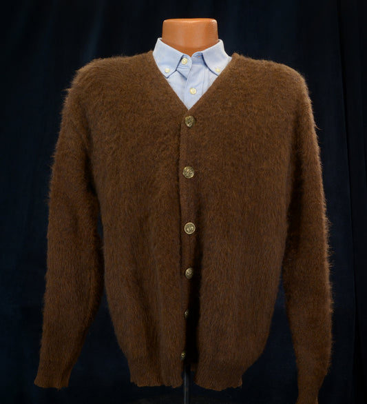 Brauner Retro-Mohair-Cardigan für Herren von Sear's Kings Road Sportswear