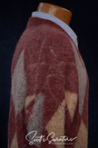 Retro shaggy argyle mohair V-neck sweater in three colors on mannequin