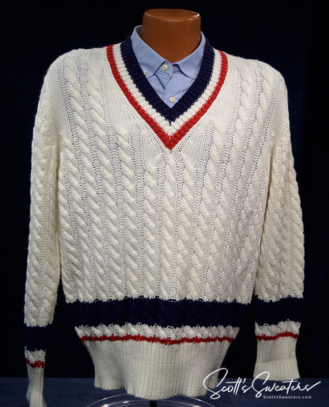 Original Retro Classic Tennispullover mit Zopfmuster