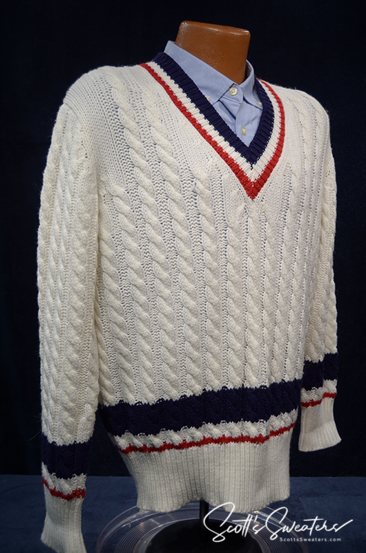 Original Retro Classic Tennispullover mit Zopfmuster