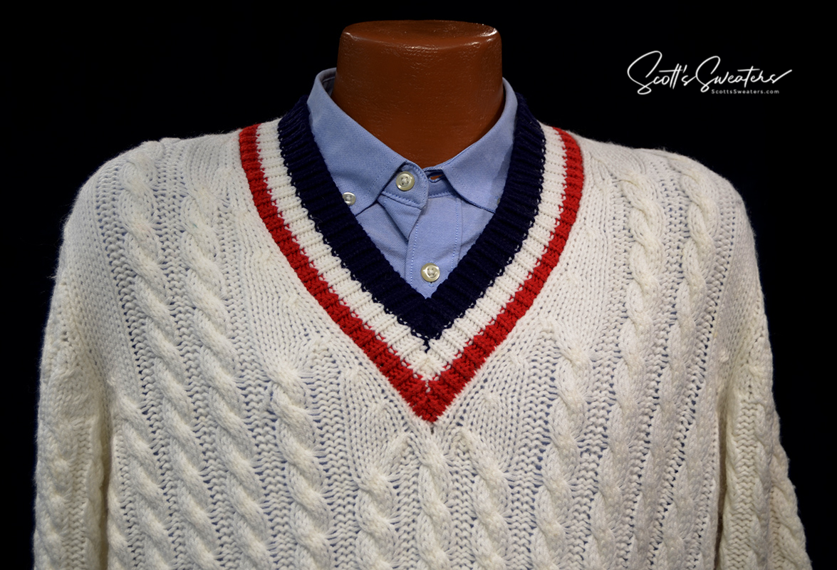 Original Retro Classic Tennispullover mit Zopfmuster