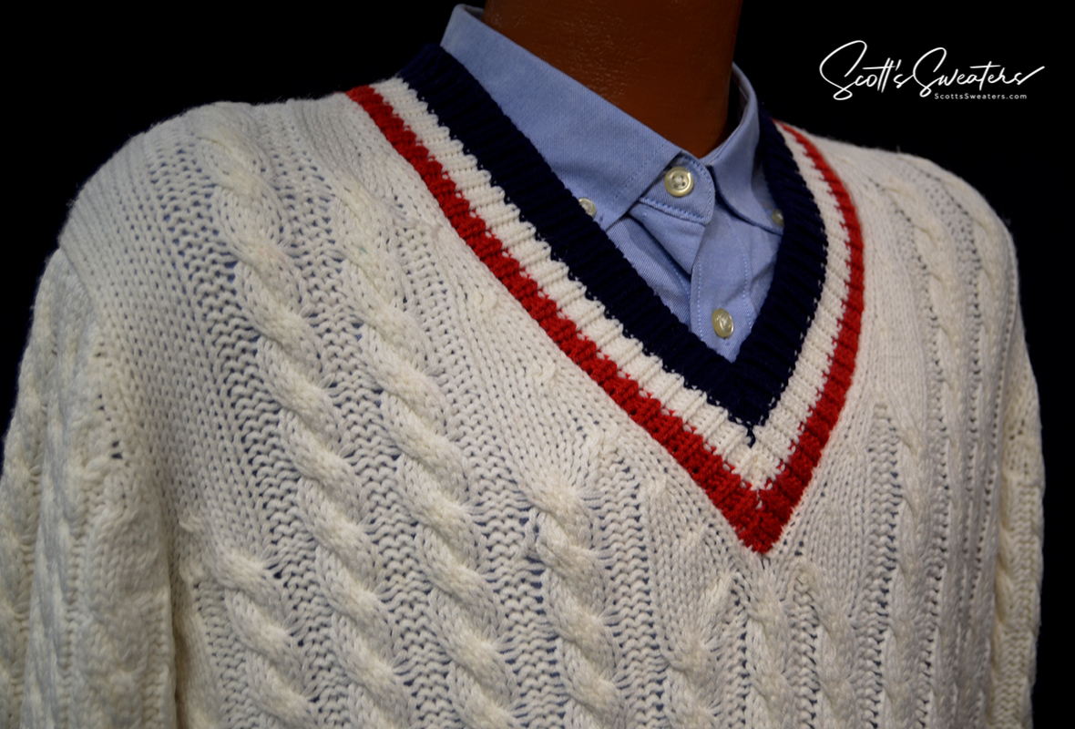 Original Retro Classic Tennispullover mit Zopfmuster