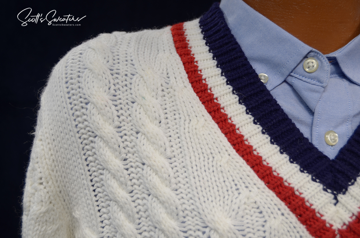 Original Retro Classic Tennispullover mit Zopfmuster