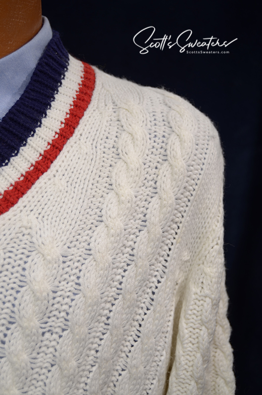 Original Retro Classic Tennispullover mit Zopfmuster
