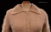 Woman's exquisite taupe angora sweater-shirt with soft fuzzy texture and nylon lining in XX-Small size