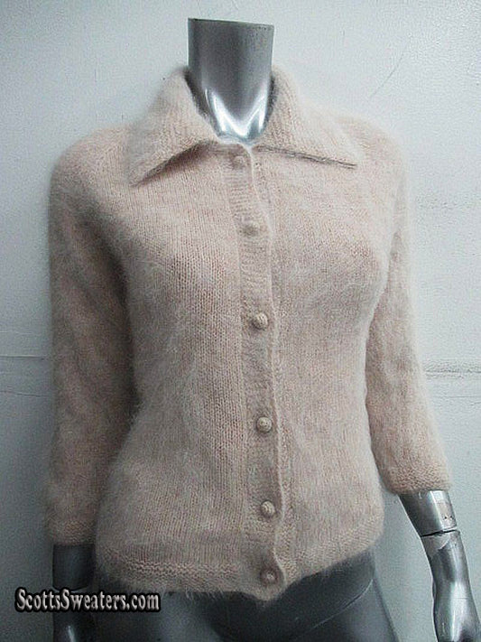 Exquisites Taupe Angora Pullover-Shirt für Damen
