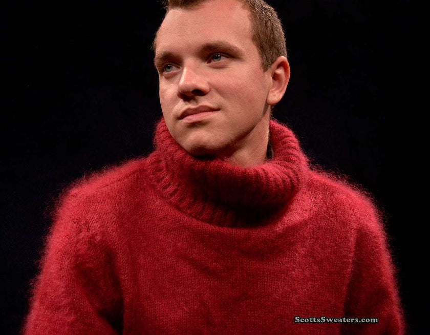 Men's Red Turtleneck Sweater Mohair by D&G