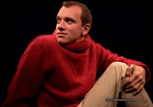 Men's Red Turtleneck Sweater Mohair by D&G
