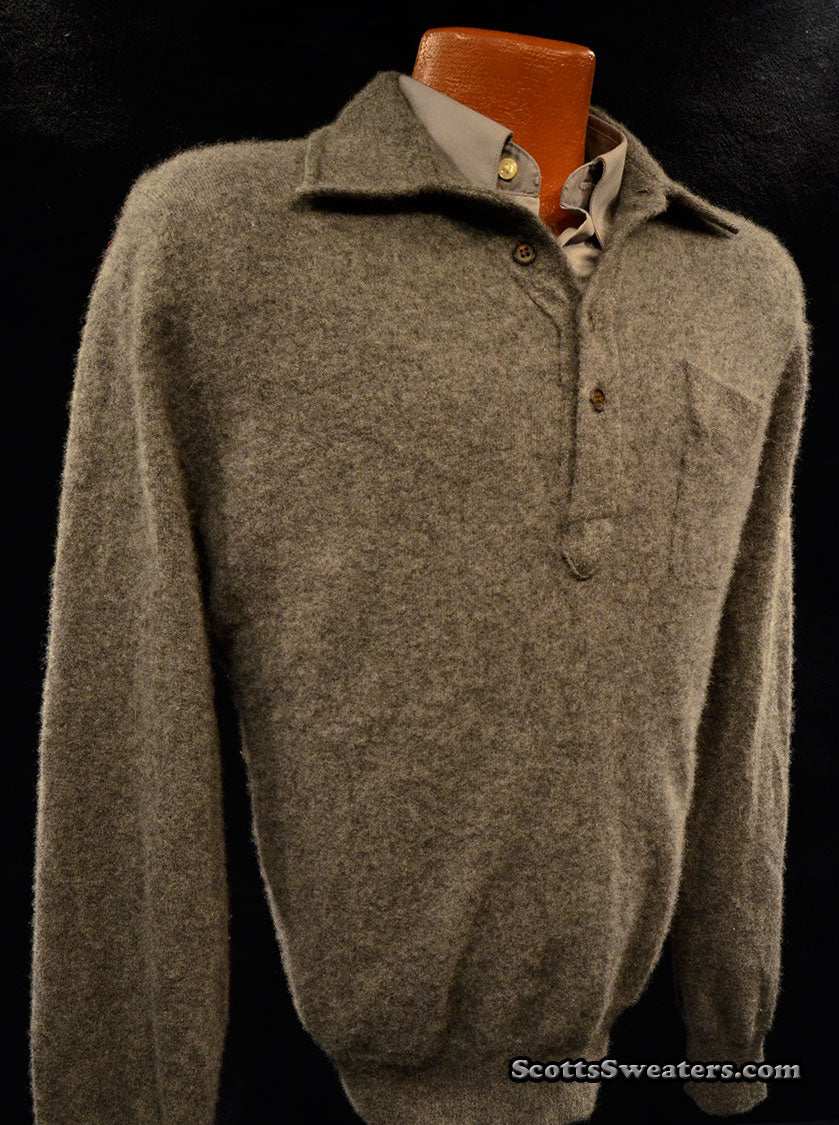 Men's bonze-brown 100% pure cashmere polo-neck sweater by Fairway & Greene, medium size