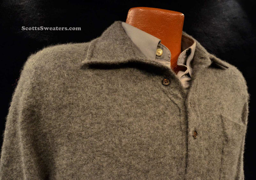 Bonze-brown soft fuzzy 100% cashmere polo-neck sweater for men, medium size by Fairway & Greene