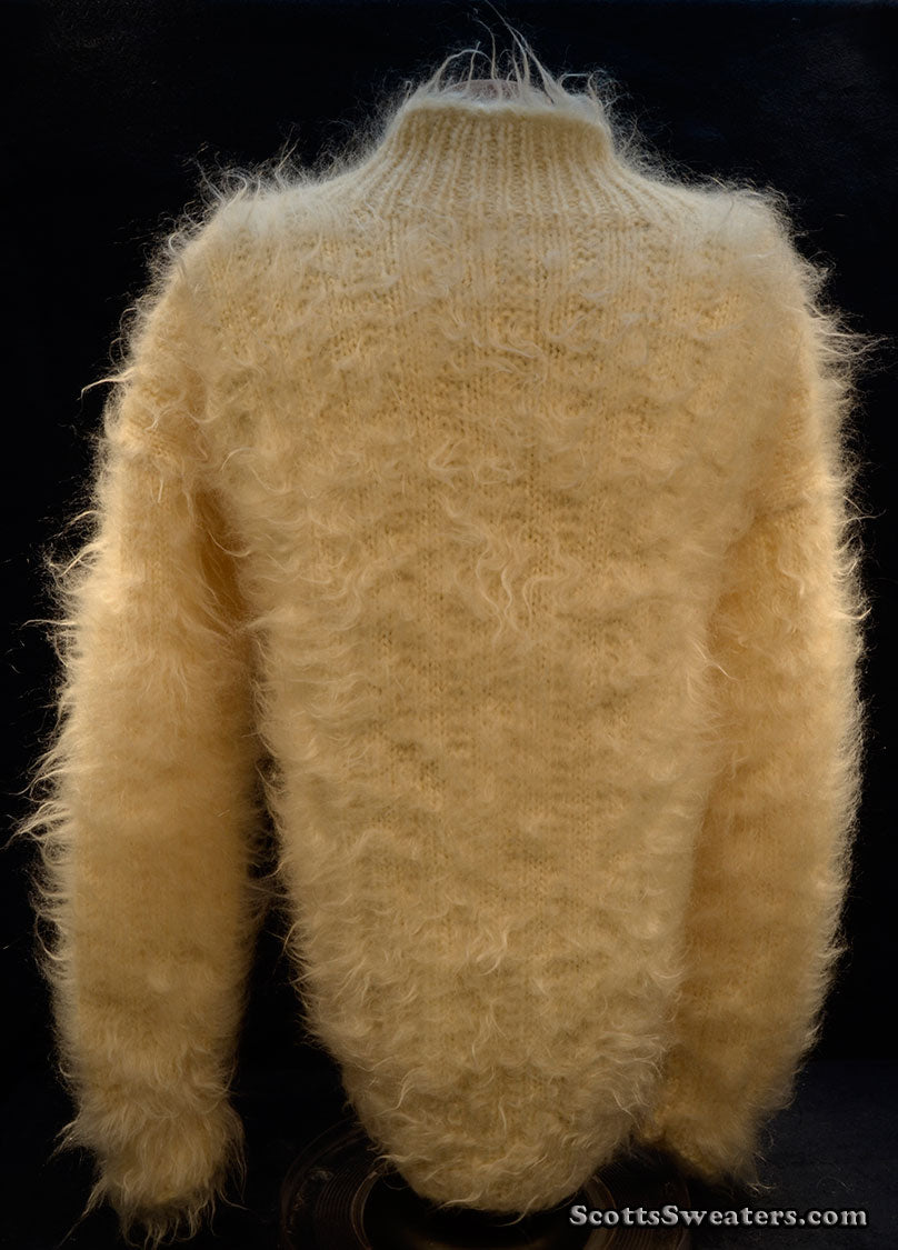 Handgestrickter Mohairpullover mit Schalkragen für Herren