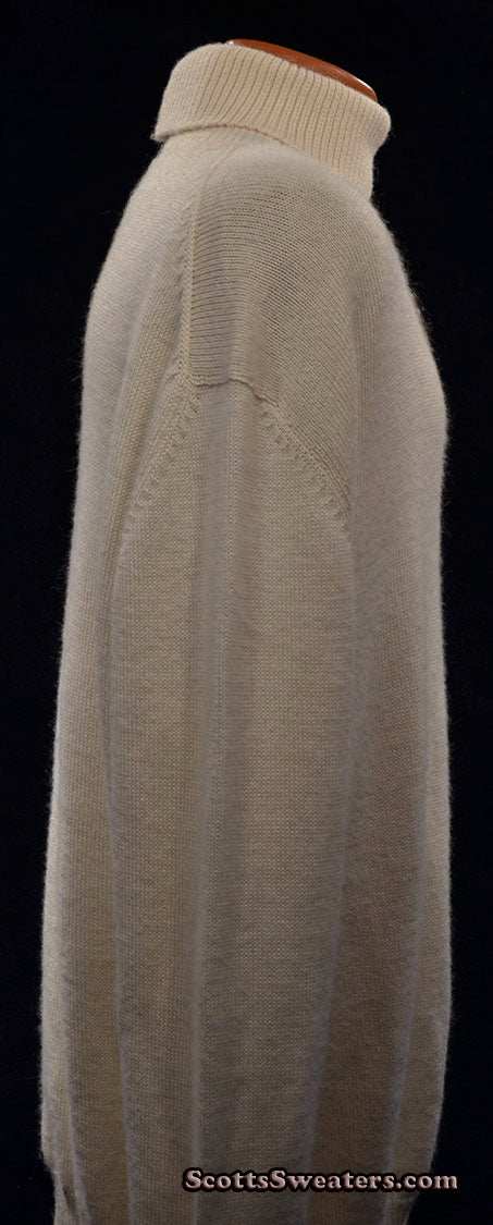 Men's ivory-white extra-soft 100% baby alpaca turtleneck sweater by Izod Lacoste in X-Large size