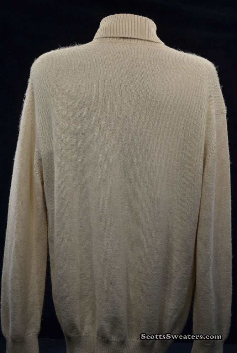 Men's ivory-white 100% baby Alpaca turtleneck sweater by Izod Lacoste in X-Large
